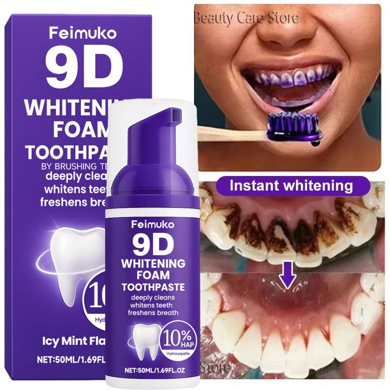 Teeth Whitening Natural - 9D 퍼플 치아 미백 치약 무스,