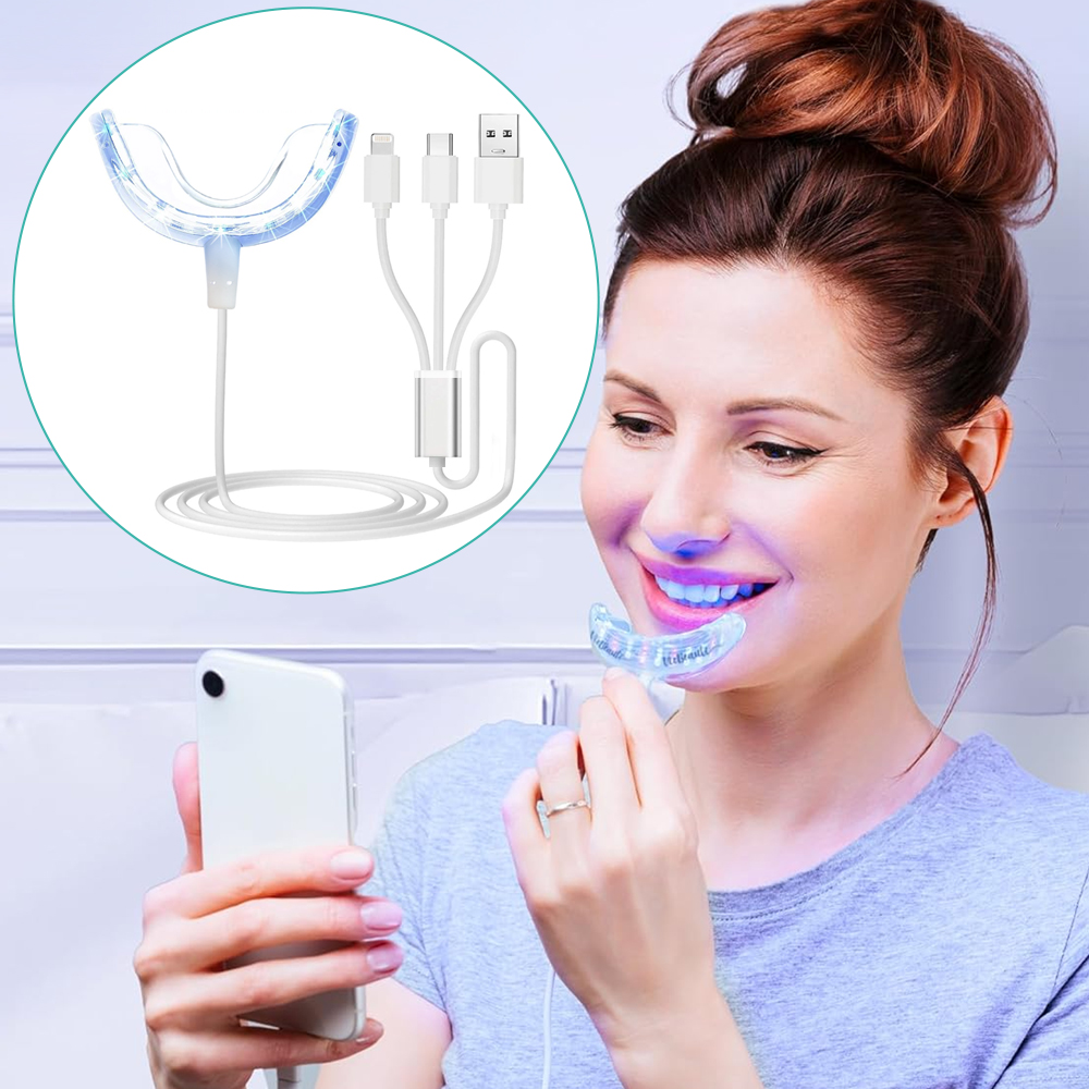 치아 미백 가속기 라이트, 16배 더 강력한 파란색 L - Teeth Whitening With Trays 리뷰 및 가격