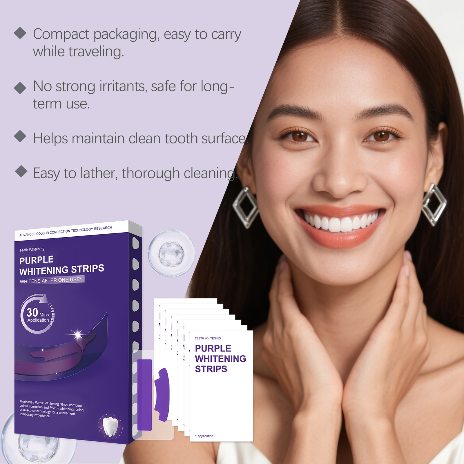보라색 치아 미백 스트립 – 30분 빠른 얼룩 제거 치 - Teeth Whitening Quick 리뷰 및 가격