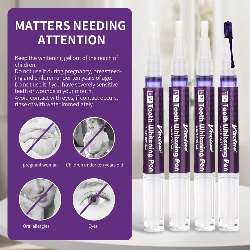 바클라프 V34 퍼플 치아 미백 젤 펜, 즉각적인 치아 - Teeth Whitening Hydrogen Peroxide 리뷰 및 가격