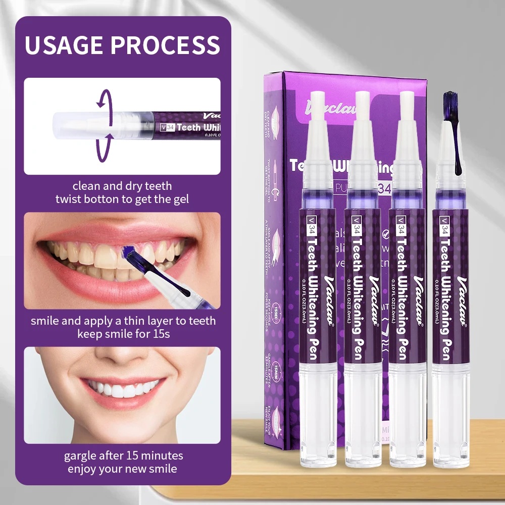 바클라프 V34 퍼플 치아 미백 젤 펜, 즉각적인 치아 - Teeth Whitening Hydrogen Peroxide 리뷰 및 가격