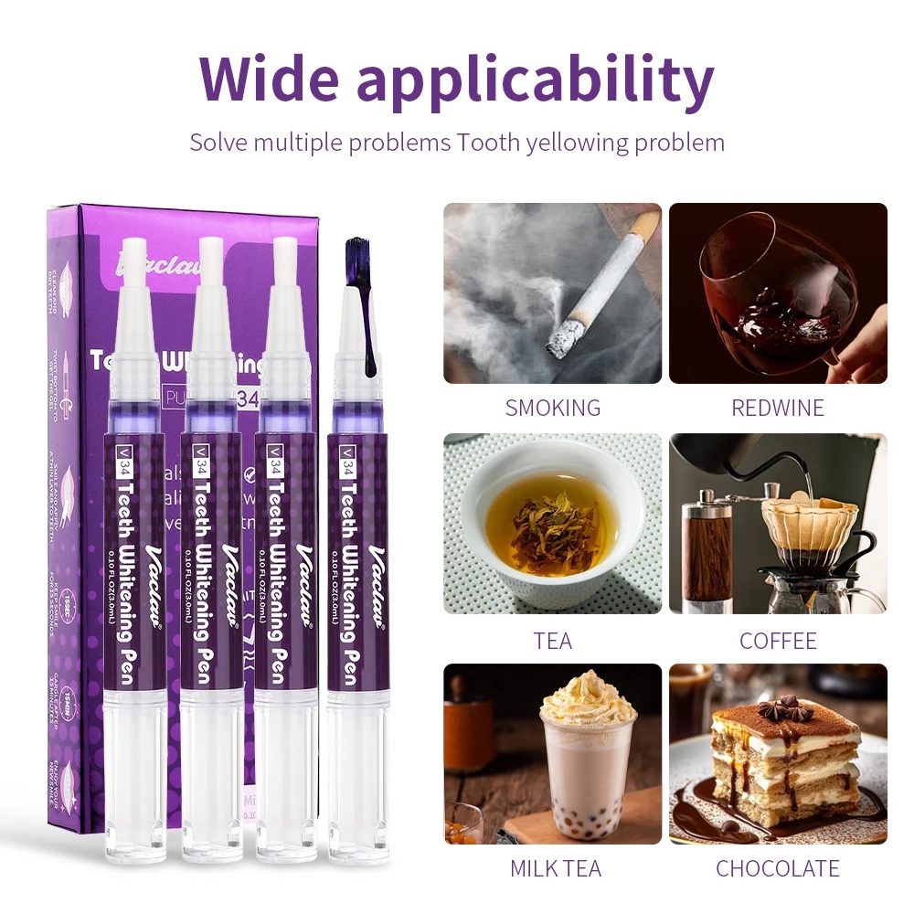 바클라프 V34 퍼플 치아 미백 젤 펜, 즉각적인 치아 - Teeth Whitening Hydrogen Peroxide 리뷰 및 가격