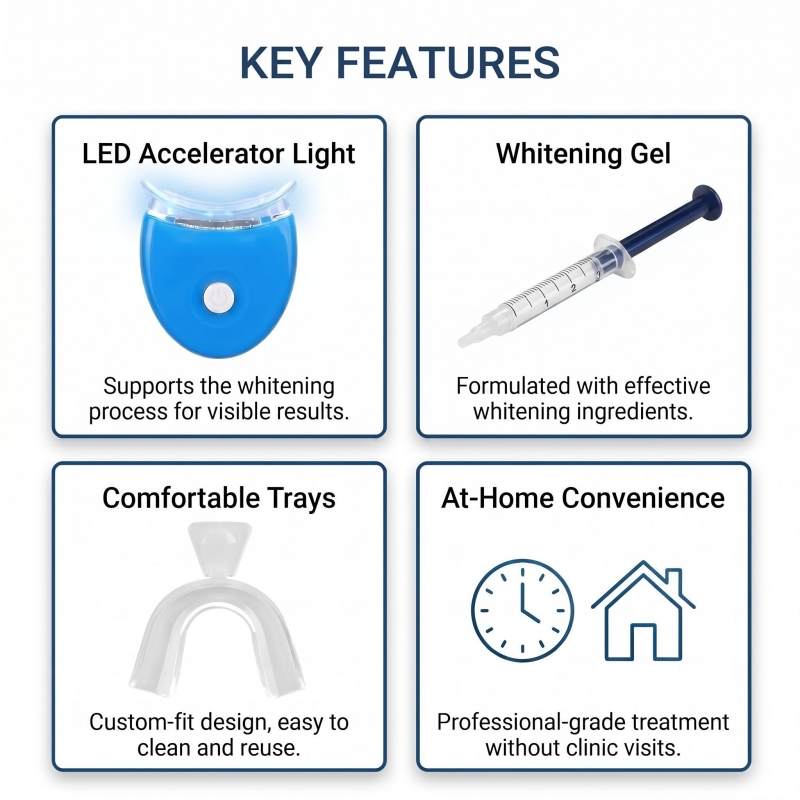 휴대용 치아 미백 키트, 단일 LED 미백 촉진기, 3 - Teeth Whitening Gel Syringes 리뷰 및 가격